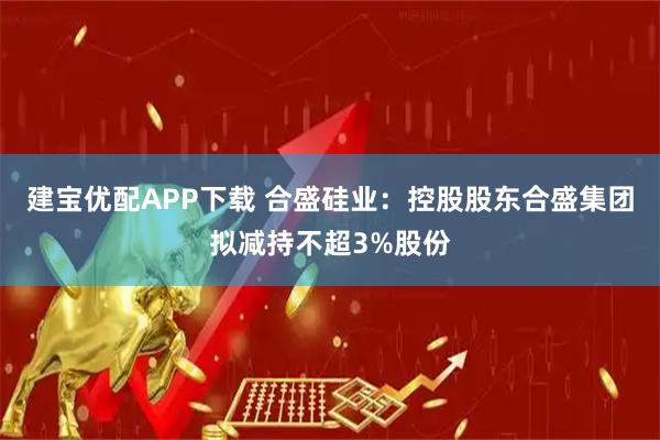 建宝优配APP下载 合盛硅业:控股股东合盛集团拟减持不超3%股份